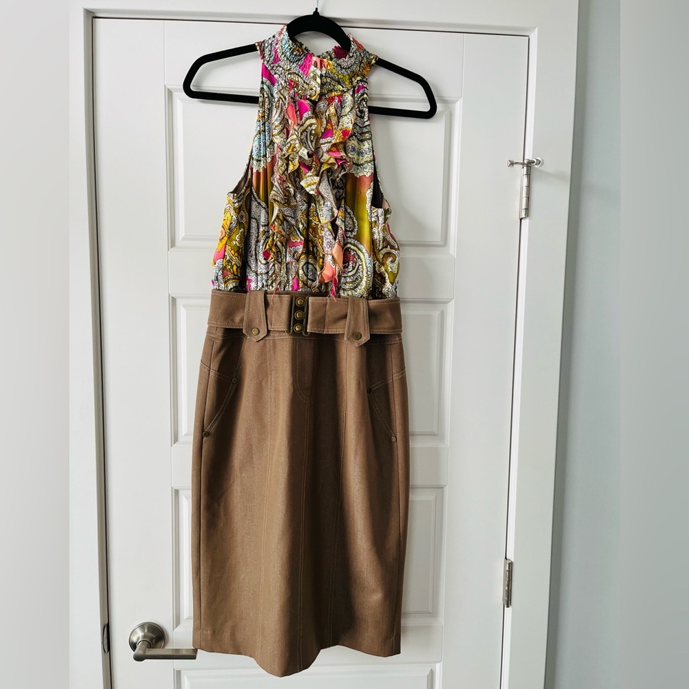 Cache Multicolor Floral Halter Midi Dress